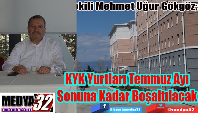 Ak Parti Milletvekili Mehmet Uğur Gökgöz; KYK Yurtları Temmuz Ayı Sonuna Kadar Boşaltılacak