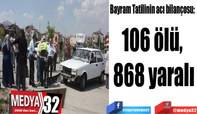 Bayram Tatilinin acı bilançosu: 
106 ölü, 868 yaralı
