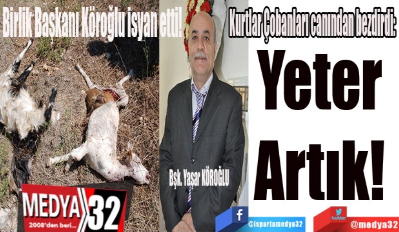 Birlik Başkanı Köroğlu isyan etti! 
Kurtlar Çobanları canından bezdirdi: 
Yeter 
Artık! 
