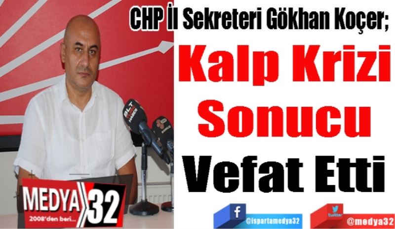 CHP İl Sekreteri Gökhan Koçer; 
Kalp Krizi 
Sonucu 
Vefat Etti
