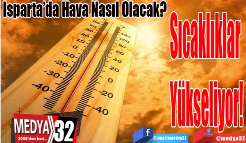 Isparta’da Hava Nasıl Olacak? 
Sıcaklıklar 
Yükseliyor! 
