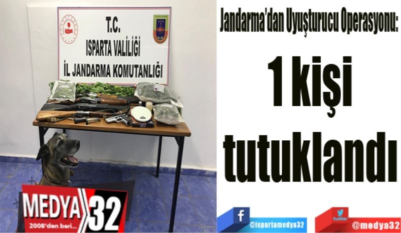 Jandarma’dan Uyuşturucu Operasyonu: 
1 kişi 
tutuklandı 
