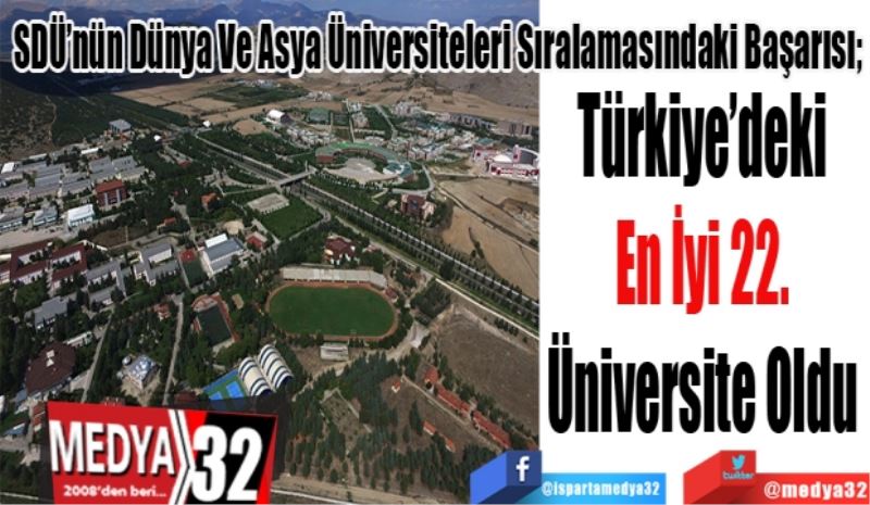 SDÜ’nün Dünya Ve Asya Üniversiteleri Sıralamasındaki Başarısı; 
Türkiye’deki En İyi 
22. Üniversite 
Oldu 
