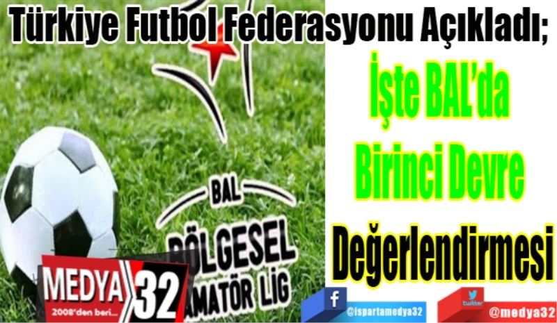 Türkiye Futbol Federasyonu Açıkladı; 
İşte Bal’da 
Birinci Devre 
Değerlendirmesi	
