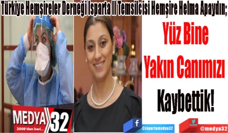 Türkiye Hemşireler Derneği Isparta İl Temsilcisi Hemşire Helma Apaydın 
Yüz Bine
Yakın Canımızı 
Kaybettik! 
