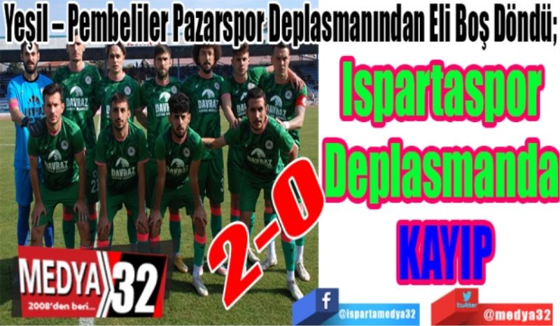 Yeşil – Pembeliler Pazarspor Deplasmanından Eli Boş Döndü; 
Ispartaspor 
Deplasmanda 
Kayıp 
