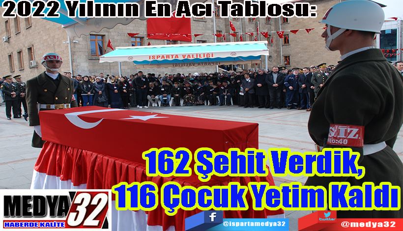 2022 Yılının En Acı Tablosu:  162 Şehit Verdik,  116 Çocuk Yetim Kaldı