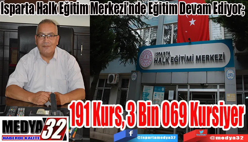 Isparta Halk Eğitim Merkezi’nde Eğitim Devam Ediyor;  191 Kurs, 3 Bin 069 Kursiyer