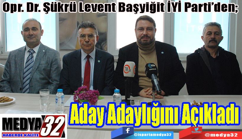 Opr. Dr. Şükrü Levent Başyiğit İYİ Parti’den;  Aday  Adaylığını Açıkladı 