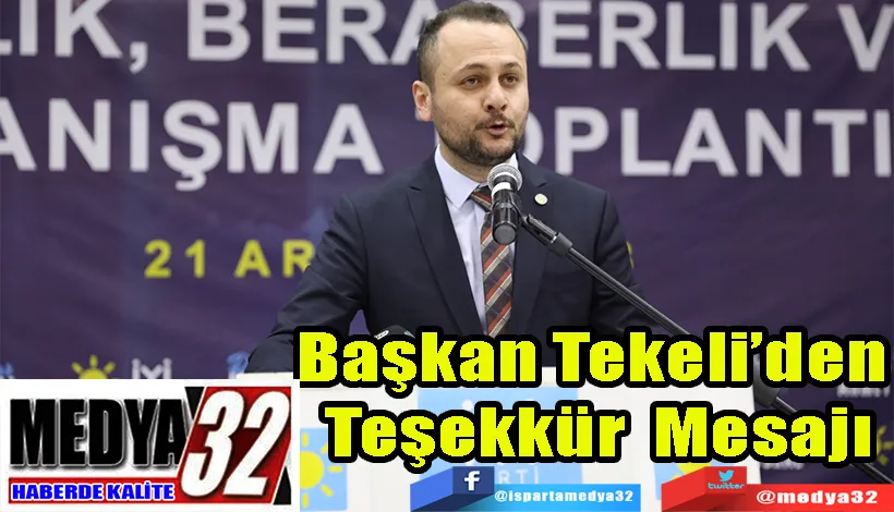 Başkan Tekeli’den  Teşekkür Mesajı