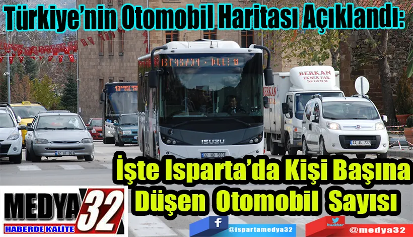 Türkiye’nin Otomobil Haritası Açıklandı:  İşte Isparta’da Kişi Başına  Düşen Otomobil Sayısı 