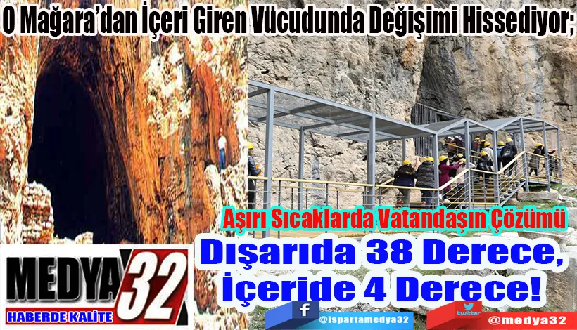  O Mağara’dan İçeri Giren Vücudunda Değişimi Hissediyor;  Aşırı Sıcaklarda Vatandaşın Çözümü Dışarıda 38 Derece,  İçeride 4 Derece!  