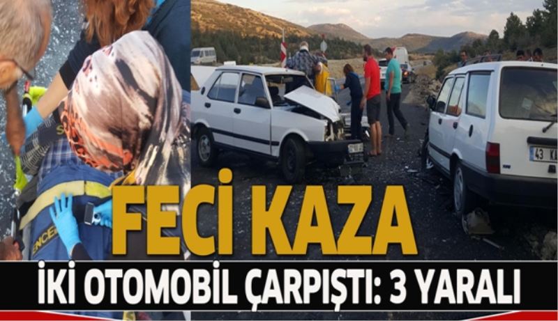 2 otomobil çarpıştı 3 yaralı