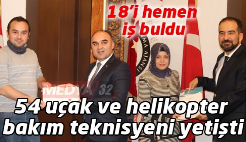 54 uçak ve helikopter bakım teknisyeni yetişti