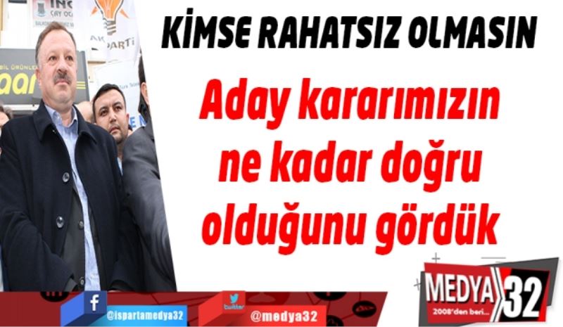 Aday kararımızın ne kadar doğru olduğunu gördük