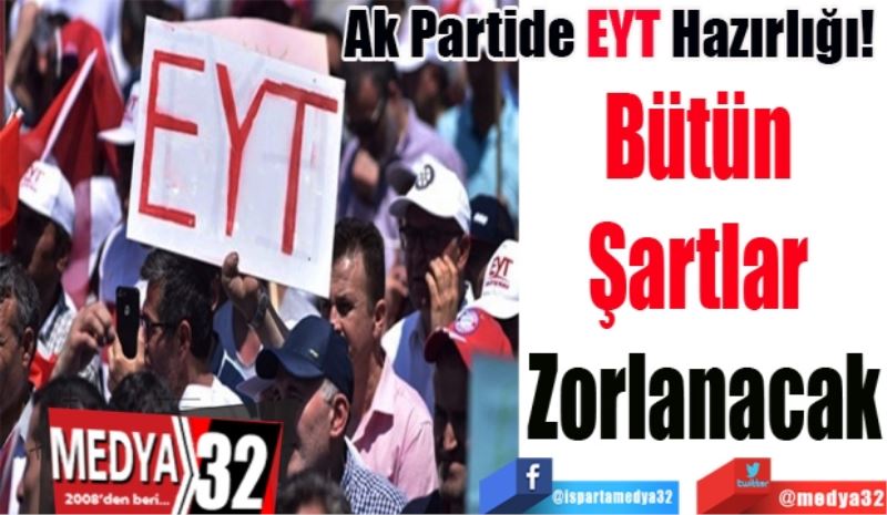 
Ak Partide EYT Hazırlığı! 
Bütün 
Şartlar 
Zorlanacak
