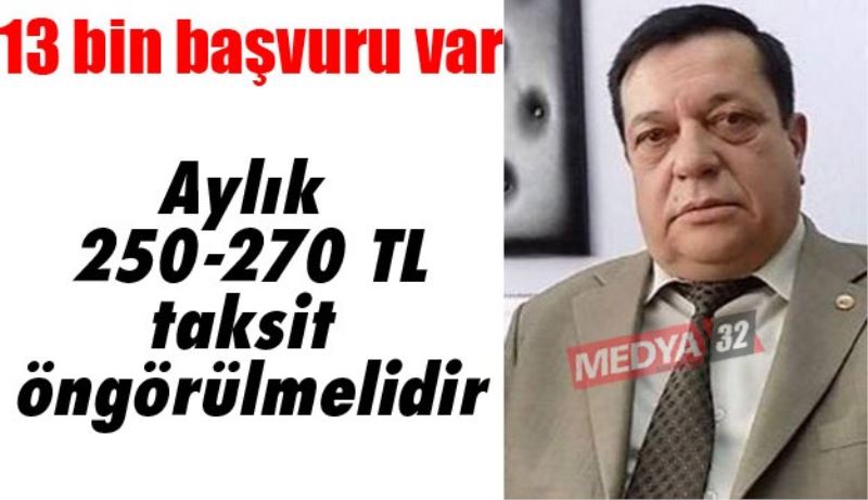Aylık 250-270 TL taksit öngörülmelidir