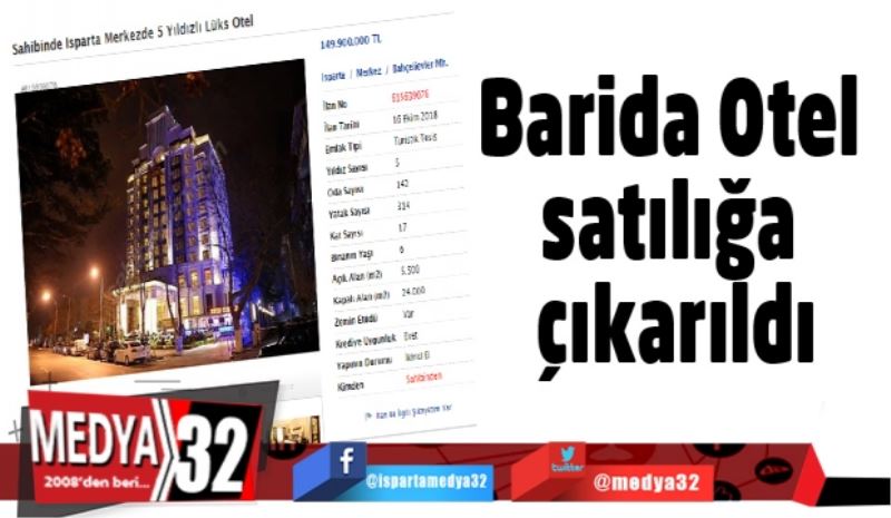 Barida Otel satılığa çıkarıldı