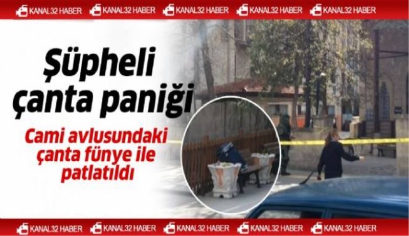 Cami avlusunda şüpheli çanta paniği