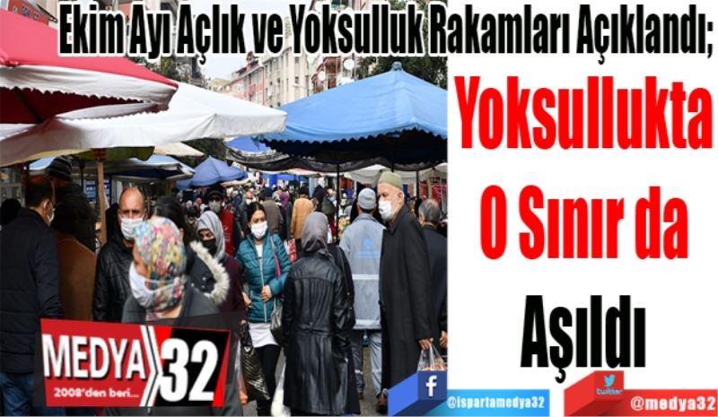 Ekim Ayı Açlık ve Yoksulluk Rakamları Açıklandı; 
Yoksullukta
O Sınır 
Aşıldı 
