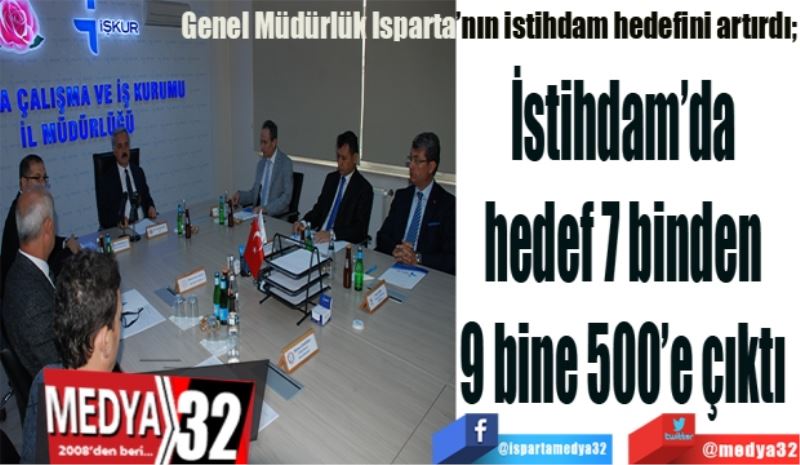 Genel Müdürlük Isparta’nın istihdam hedefini artırdı; 
İstihdam’da 
hedef 7 binden 
9 bine 500’e çıktı 
