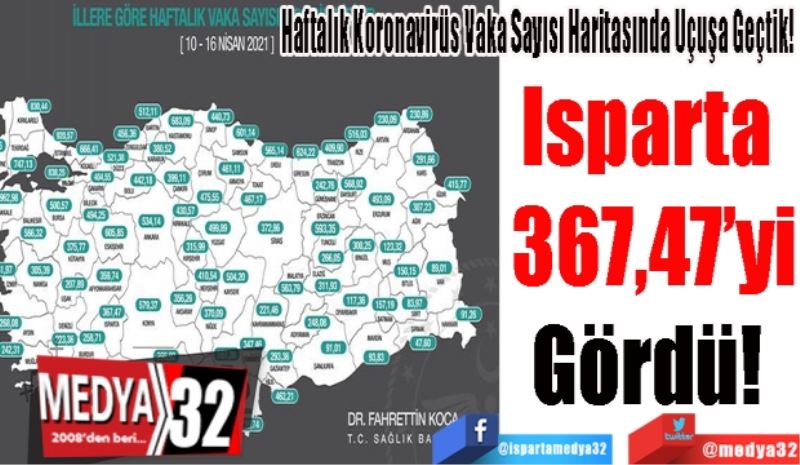 Haftalık Koronavirüs Vaka Sayısı Haritasında Uçuşa Geçtik! 
Isparta 
367,47’yi
Gördü! 
