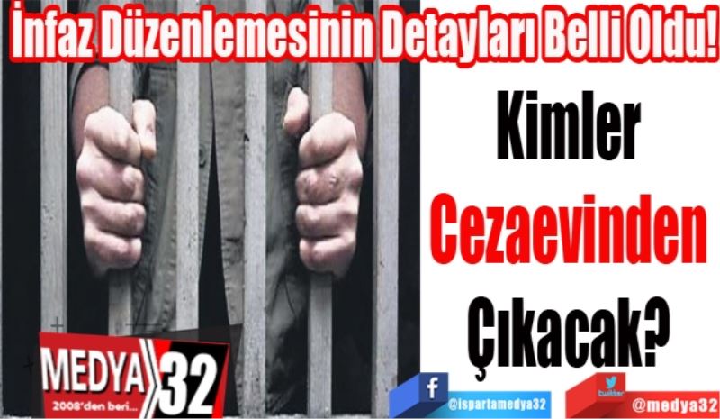 İnfaz Düzenlemesinin Detayları Belli Oldu!
Kimler 
Cezaevinden 
Çıkacak? 
