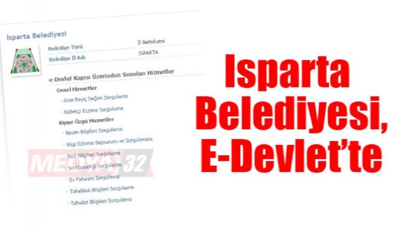 Isparta Belediyesi, E-Devlet’te