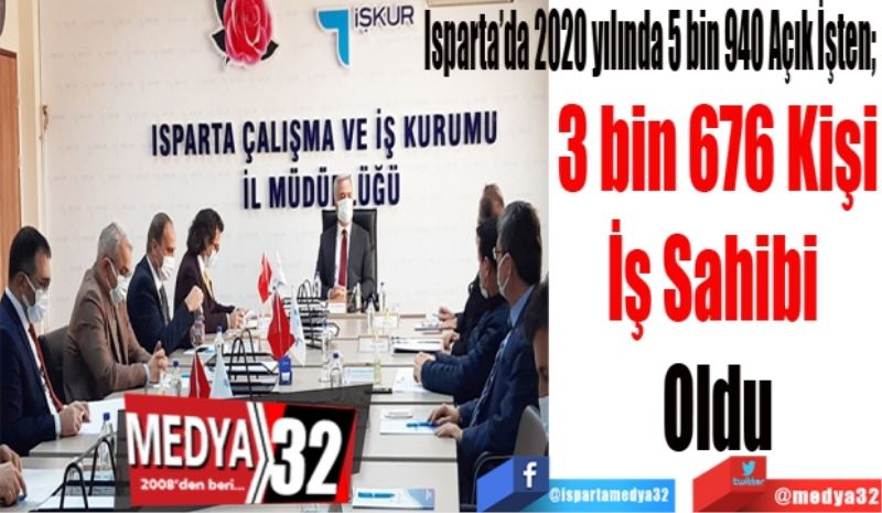 Isparta’da 2020 yılında 5 bin 940 Açık İşten; 
3 bin 676 Kişi
İş Sahibi 
Oldu
