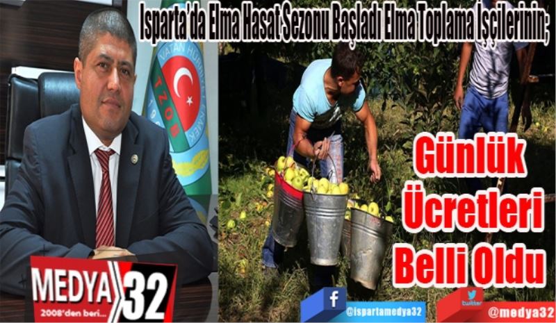 Isparta’da Elma Hasat Sezonu Başladı Elma Toplama İşçilerinin;  
Günlük 
Ücretleri
Belli Oldu 
