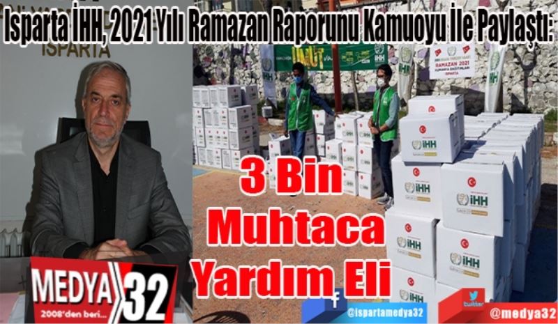 Isparta İHH, 2021 Yılı Ramazan Raporunu Kamuoyu İle Paylaştı: 
3 Bin 
Muhtaca
Yardım Eli 
