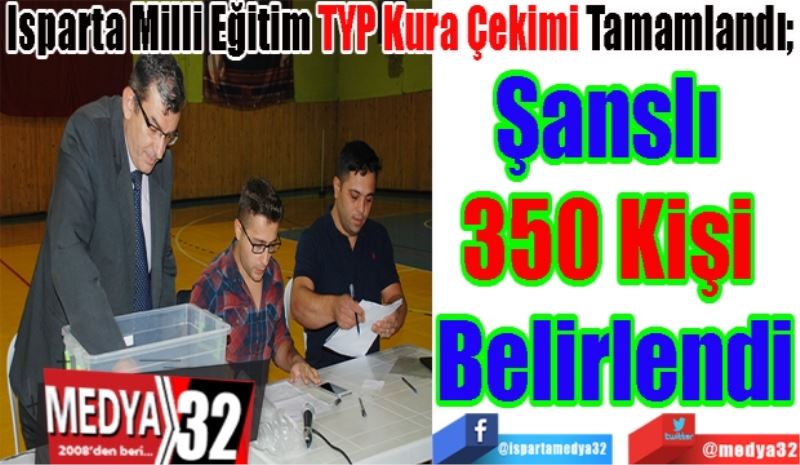 Isparta Milli Eğitim TYP Kura Çekimi Tamamlandı; 
Şanslı 
350 Kişi 
Belirlendi 
