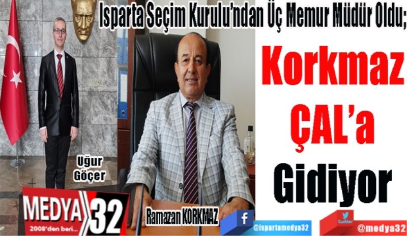 Isparta Seçim Kurulu’ndan Üç Memur Müdür Oldu; 
Korkmaz
Çal’a
Gidiyor
