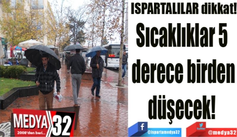 ISPARTALILAR dikkat!
Sıcaklıklar 5 
derece birden
düşecek 
