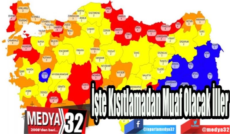 İşte Kısıtlamadan Muaf Olacak İller