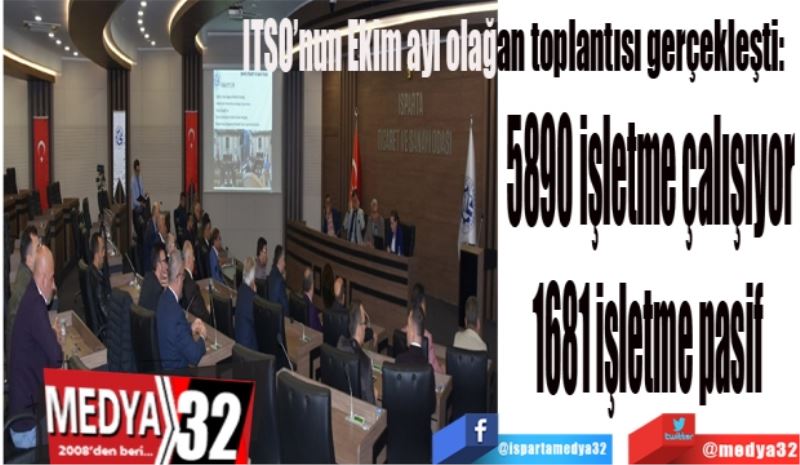 ITSO’nun Ekim ayı olağan toplantısı gerçekleşti: 
5890 işletme çalışıyor
1681 işletme pasif 
