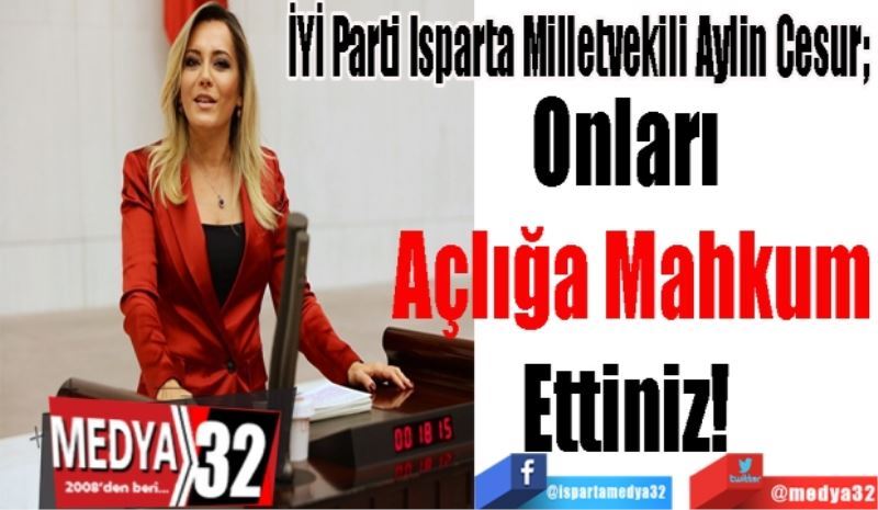 İYİ Parti Isparta Milletvekili Aylin Cesur; 
Asgari Ücretlileri, 
Emeklilerimizi, EYT’lileri 
Esnafımızı ve Çiftçimizi 
Yokluğa Mahkum Ettiniz
