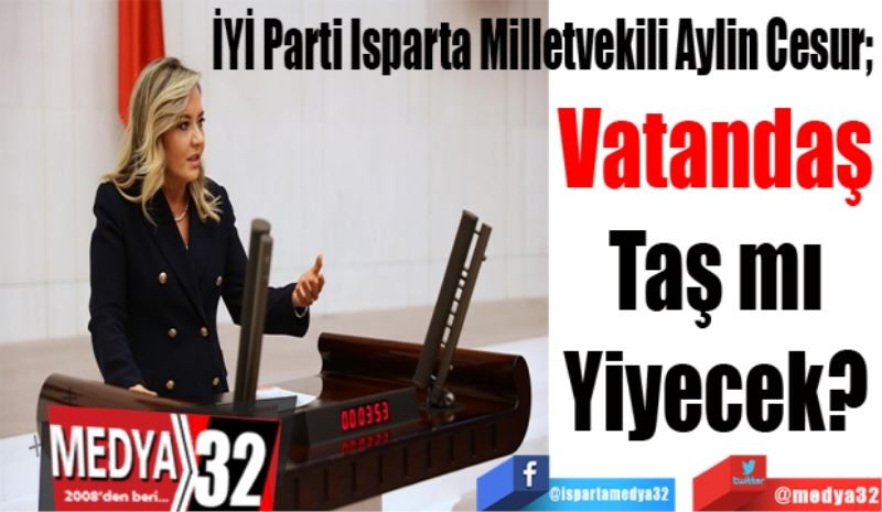 İYİ Parti Isparta Milletvekili Aylin Cesur; 
Vatandaş 
Taş mı 
Yiyecek? 
