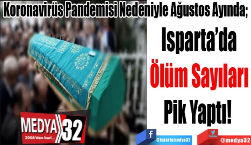 Koronavirüs Pandemisi Nedeniyle Ağustos Ayında; 
Isparta’da
Ölüm Sayıları
Pik Yaptı! 
