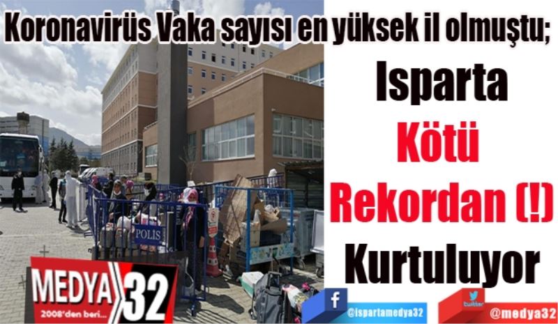 Koronavirüs Vaka sayısı en yüksek il olmuştu; 
Isparta
Kötü 
Rekordan (!)
Kurtuluyor
