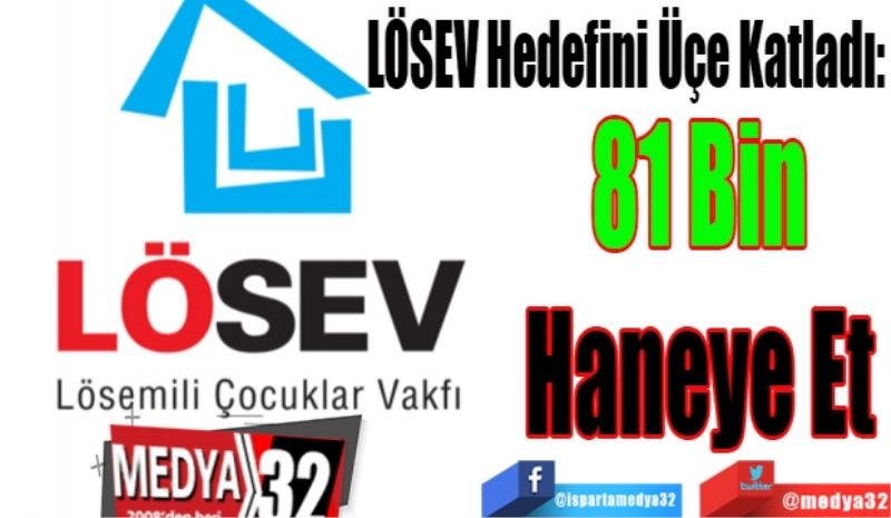 LÖSEV Hedefini Üçe Katladı: 
81 Bin 
Haneye Et 
