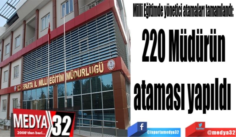 Milli Eğitimde yönetici atamaları tamamlandı: 
220 Müdürün
ataması yapıldı 
