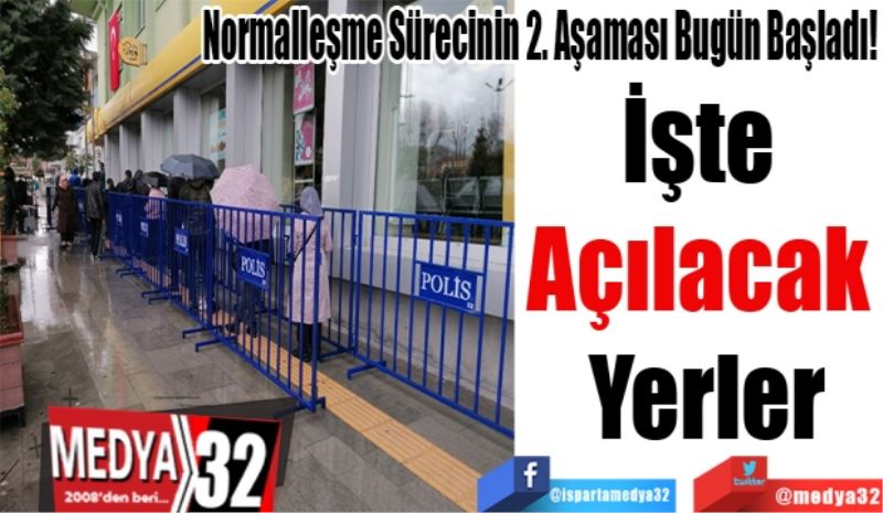 Normalleşme Sürecinin 2. Aşaması Bugün Başladı! 
İşte 
Açılacak 
Yerler
