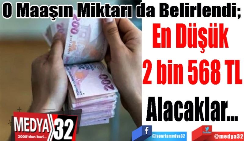 O Maaşın Miktarı da Belirlendi; 
En Düşük 
2 bin 568 TL
Alacaklar…
