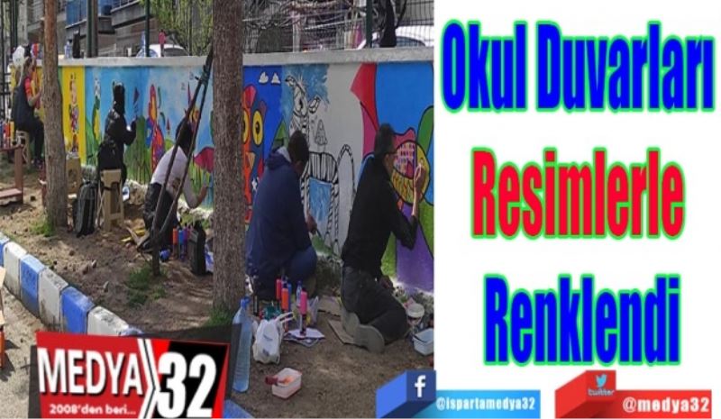 Okul Duvarları 
Resimlerle 
Renklendi
