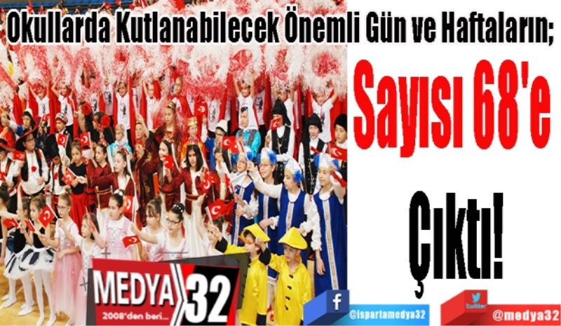 Okullarda Kutlanabilecek Önemli Gün ve Haftaların; 
Sayısı 68