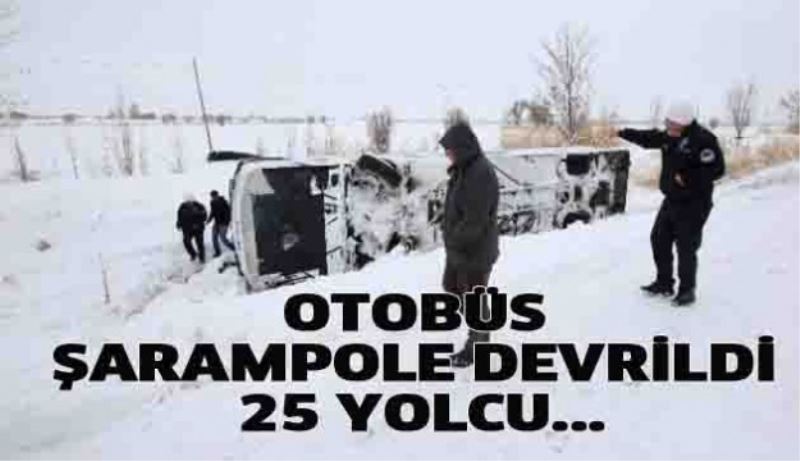 Otobüs devrildi