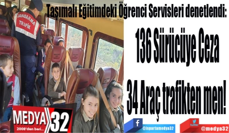 Taşımalı Eğitimdeki Öğrenci Servisleri denetlendi: 
136 Sürücüye Ceza
34 Araç trafikten men! 
