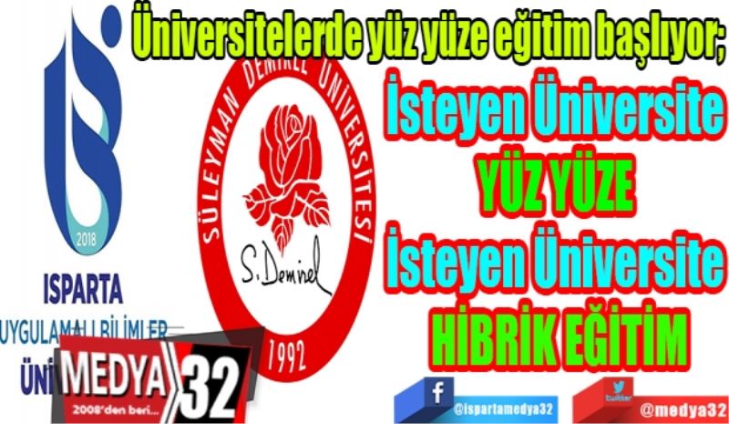 Üniversitelerde yüz yüze eğitim başlıyor; 
İsteyen Üniversite 
YÜZ YÜZE 
İsteyen Üniversite 
HİBRİK EĞİTİM
