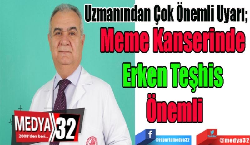 Uzmanından Çok Önemli Uyarı; 
Meme Kanserinde 
Erken Teşhis 
Önemli 
